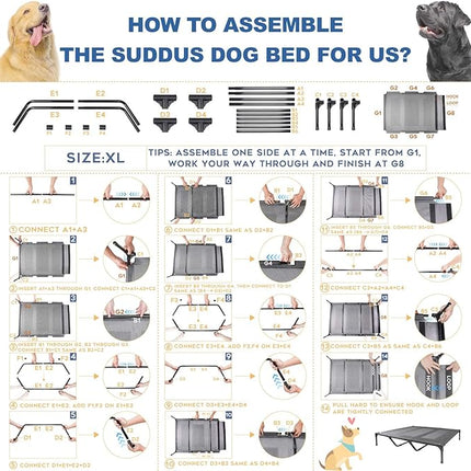 SUDDUS Elevated Dog Bed Waterproof Outdoor, Portable Raised Dog Bed, Dog Bed Off the Floor, Dog Bed Easy Clean Indoor or Outdoor Use, Medium, Red