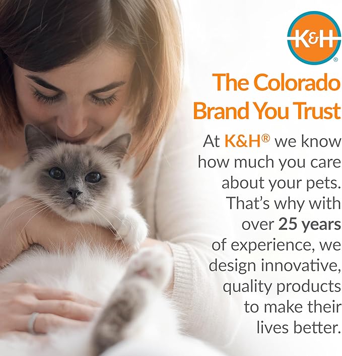 K&H Pet Products Thermo-Kitty Bed Heated Cat Beds for Large Indoor Cats & Dogs, Calming Warming Pillow Pet Bed, Machine Washable, Removable Heater, Safety Listed - Large 20" Round Mocha/Tan