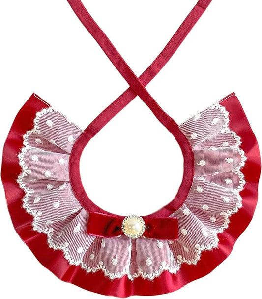 2PCS Christmas Dog Cat Collar Red Velvet Bow Pet Bib Cute Scarfs Necklace Neck Strap for Pet Costume Supplies