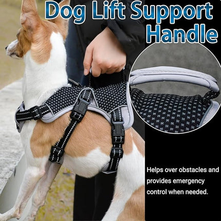 BELPRO Multi-Use Support Dog Harness, Escape Proof No Pull Reflective Adjustable Vest with Durable Handle, Dog Walking Harness for Big/Active Dogs (Black, L)