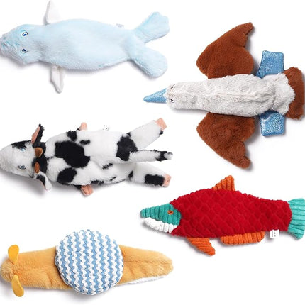 Nocciola Squeaky Dog Toys, 5-Pack Crinkle Plush Toys, No Stuffing Dog Toys for Small Medium Large Dogs, Boredom Relief