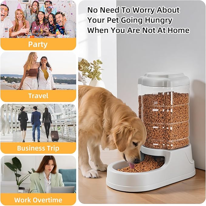 Kenond 9.5L Gravity Large Dog Feeder, Automatic Dog Food Dispenser, Suitable for Indoor/Outdoor
