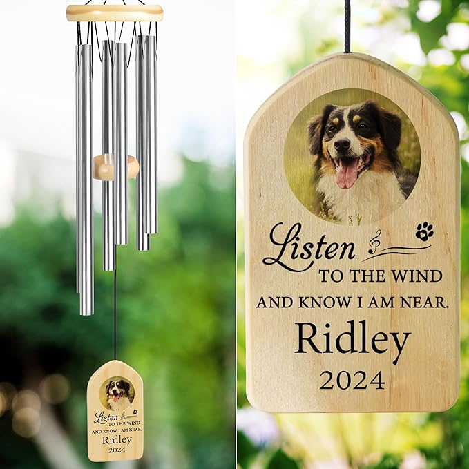 Pet Memorial Gifts, Personalized Pet Memorial Wind Chimes, Pet Loss Gifts, Dog Memorial Gifts for Loss of Dog, Pet Loss Sympathy Gift, Pet Remembrance Gift, in Memory of Pet - I Am Near