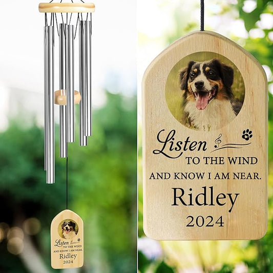 Pet Memorial Gifts, Personalized Pet Memorial Wind Chimes, Pet Loss Gifts, Dog Memorial Gifts for Loss of Dog, Pet Loss Sympathy Gift, Pet Remembrance Gift, in Memory of Pet - I Am Near