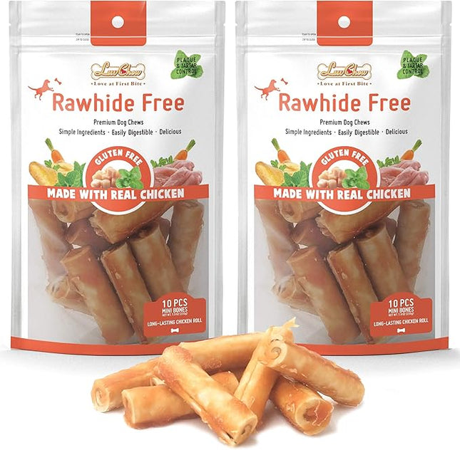 Gluten Free Rawhide Free Dog Chew Chicken Rolls Mini 2.5" for Small Dogs 10 pcs/Pack (Mini 2.5" 10pcs/Pack x2 Packs)