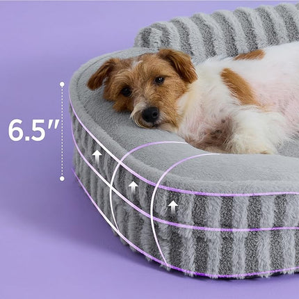 LE SURE Cute Dog Bed Medium Size Dog, Orthopedic Waterproof Medium Pet Beds with Sides, High Back Non-Slip Bottom and Egg-Crate Foam Pet Couch Sofa with Washable Removable Cover, Grey