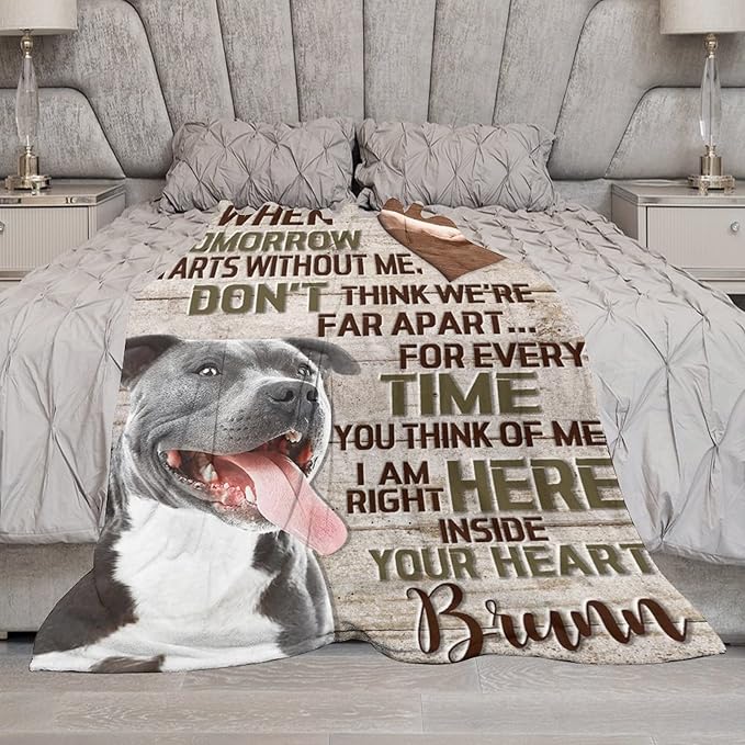 Artsadd Personalized Dog Memorial Blanket with Dog Pictures & Name - Custom Pet Memorial Blanket, Sympathy Remembrance Made in USA