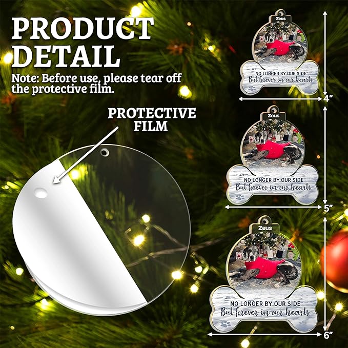 Pavo Acrylic Ornament, Forever in My Heart - Personalized Pet Memorial Photo Ornament, Custom Pet Memorial Keepsake, Perfect Christmas Memorial Gift for Pet Lovers, Dog Mom, Cat Mom (Loss of Dog)