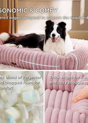 Bedsure Cute Dog Bed for Extra Large Dogs - Washable Furry Puppy Beds, Rectangle Orthopedic XL Pet Beds with Removable Zipper Cover, 43x30x8inches, Blush Pink