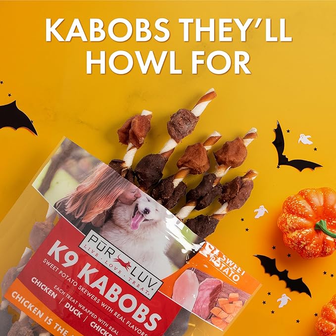 Dog Treats, K9 Kabobs Made with Real Chicken, Duck, and Sweet Potato, 12 Ounces, Dog Snacks, Healthy, Easily Digestible, Long-Lasting, High Protein Treat, Satisfies Urge to Chew