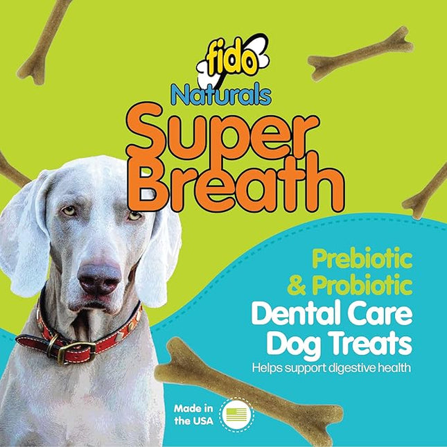 FIDO - Super Breath Dental Care Bones for Dogs - 8 Treats Per Pack (3 Pack) - Dog Dental Treats for Medium Dogs (Made in USA) - Dog Dental Chews Help Reduce Plaque, Tartar Buildup, and Freshens Breath