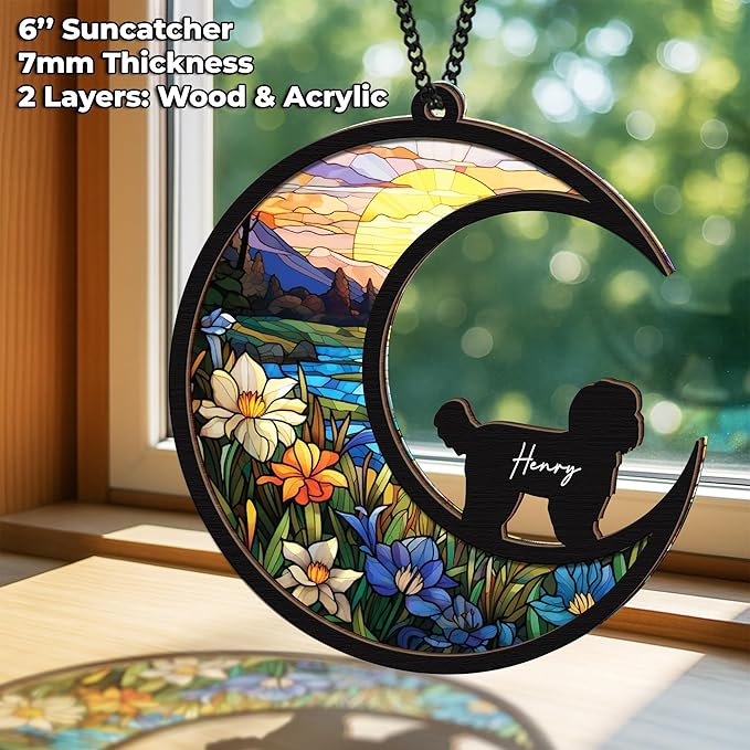 6'' Shih Tzu Memorial Suncatcher, Personalized Name, Pet Ornament Window Car Hanging, Sympathy Gift for Loss of Pet, Passed Away Remembrance Gift for Dog Lovers 38-SS1
