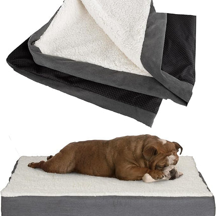 Dog Bed Replacement Cover ? Pet Duvet with Sherpa Top, Non-Slip Bottom, Gray Micro Suede -Dog Bed Washable Removable Cover by PETMAKER (Medium)