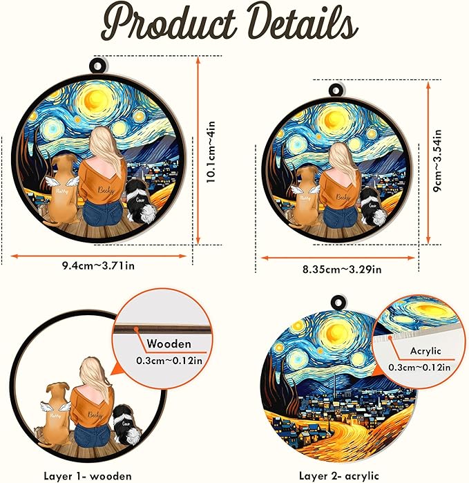 Personalized Pet Memorial Suncatcher – Custom Dog/Cat Memorial Keepsake, Pet Owner Portrait, Loss of Dog Sympathy Gift, Pet Remembrance Gift