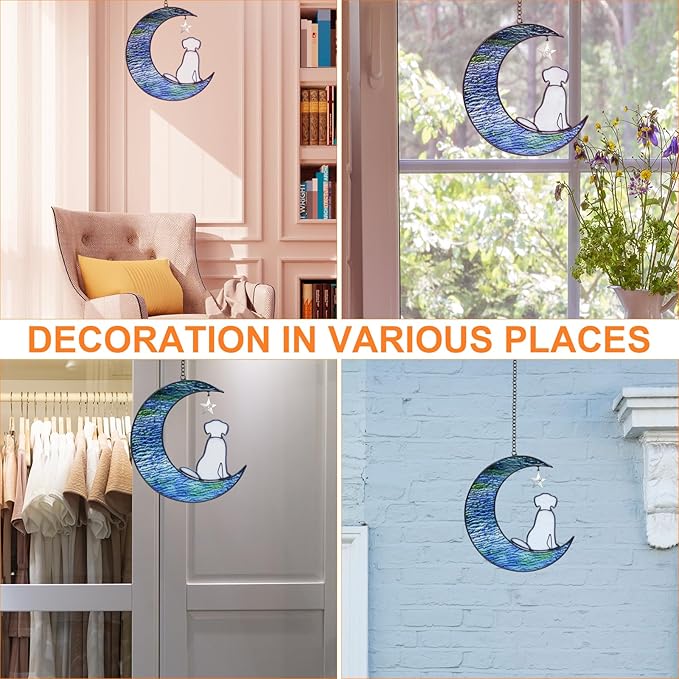 Stained Glass Dog Suncatcher Memorial Gifts for Pet Loss, Window Hanging Decor, Bereavement Gifts in Memory of Dog Passing