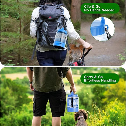 Large Dog Water Bottle Portable Bowl - 77oz Dog Travel Water Dispenser with Pull Out Bowl, Ideal for Hiking, Camping, Parks, Leak-Proof BPA-Free Outdoor Pet Bottle for Large Pets, Blue