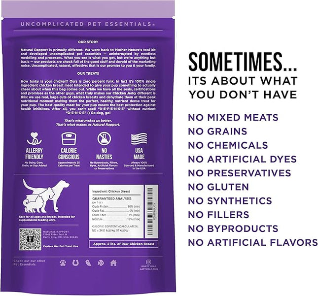 Natural Rapport Chicken Jerky Dog Treats - The Only Chicken Tender Jerky Dogs Need - All Natural Dog Treats for Small and Large Dogs (8 oz)