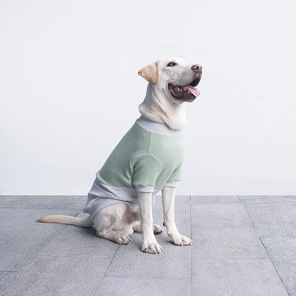 Large Dog Color Block Sweaters Warm Clothes Pullover Sweatshirts for Labrador Dobermann, Green Grey, 5X-Large