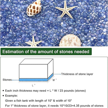 BXI 2.2 Lbs Small Aquarium Substrate Gravel Sand, Polished Smooth Fish Tank Gravel, Colorfast Uncoated Vibrant Blue Sea Glass, Decorative Stones for Vase Fillers, Fairy Garden, Potted Plants