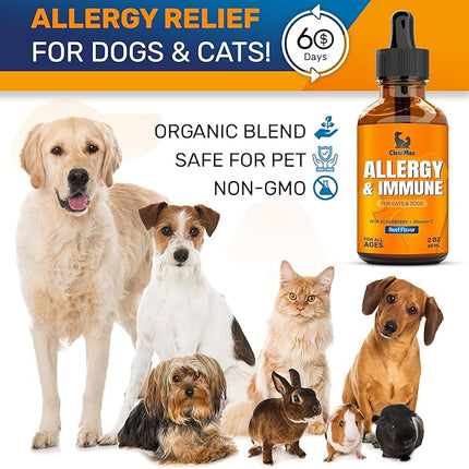 Cat Allergy – Dog Allergy – Pet Immune Support – Cat Itching – Dog Itching Skin – Natural Ingredients – 2 Oz