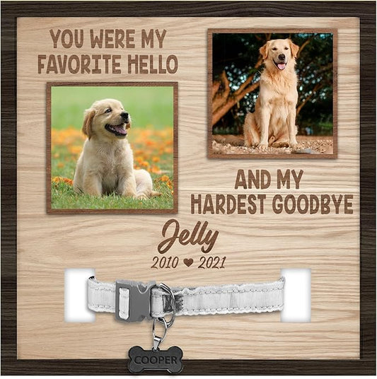 Nazenti Personalized Dog Memorial Picture Frame, Pet Loss Gift, Custom Sympathy Gifts for Loss of Dog, Pet Memorial Frame with Collar Holder, Cat Condolences Gift, Dogs Sign Bereavement Gifts