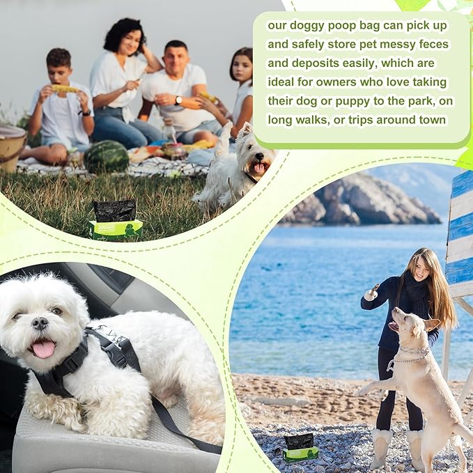 Sherr 10 Boxed Rolls 2000 Counts Dog Poop Bags Bulk Leak Proof Dog Waste Bags Doggy Poop Bags Pet Waste Bags for Puppy Pets Outdoor Walking and Travel, 10 Rolls of 200, Black