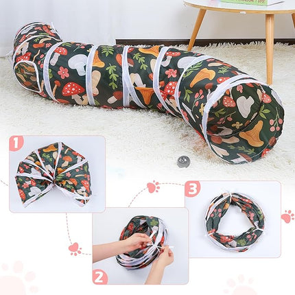 Glittme Cat Tunnel, Cat Tunnels for Indoor Cats, S-Shape Cats Cave with Cat Toys, Foldable Cat Tubes and Tunnels for Cats, Rabbit, Puppy, Guinea Pig