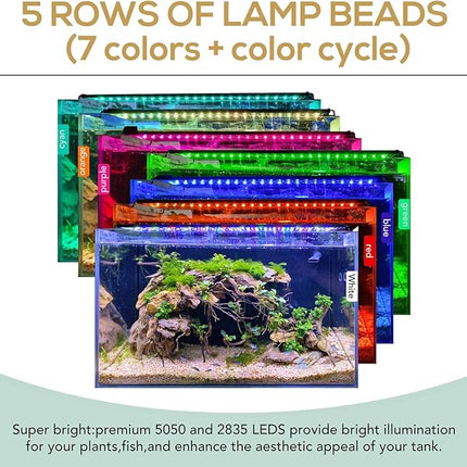 hygger 18W 24/7 Lighting Aquarium LED Light, Sunrise-Daylight-Moonlight Mode and DIY Mode, Adjustable Timer Adjustable Brightness Fish Tank Light with Extendable Bracket 7 Colors for Planted Tank