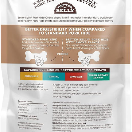Better Belly Highly Digestible Rawhide Twist Sticks Chews, Treat Your Dog to a Chew with NO Artificial Colors or Flavors 25 Count (Pack of 2)