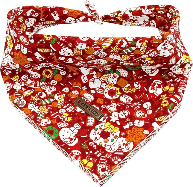 Lionheart glory Christmas Dog Bandana Red Dogs Bandana 1 Pack Washable Soft Dog Scarf, Square Adjustable Pet Bandanas for Medium Large Dogs