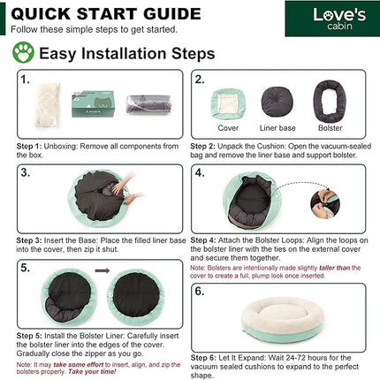 Love's cabin Round Donut Cat and Dog Cushion Bed, 30in Pet Bed for Medium or Large Dogs, Anti-Slip & Water-Resistant Bottom, Soft Durable Fabric Pet beds, Washable Calming Cat & Dog Bed Teal