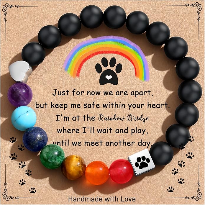 TONY & SANDY Dog Memorial Gifts, Pet Sympathy Rainbow Bridge Pet Memorial Bracelet for Men Women Girls Who Loss of Beloved Dog Cat