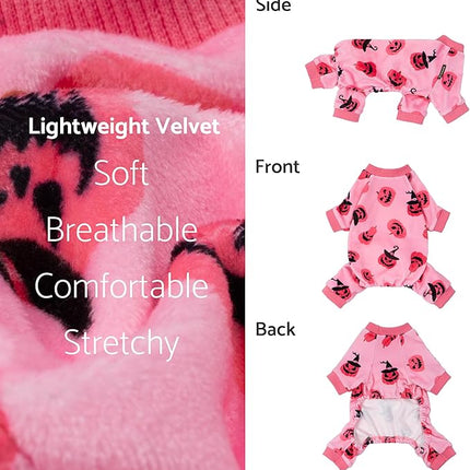 Fitwarm Halloween Jack O Lantern Dog Pajamas, Funny Costumes for Small Dogs Girl, Pet Outfit, Pink, Black, Medium