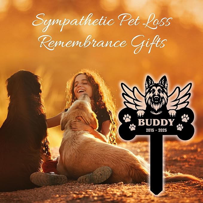Custom Dog Grave Markers Outdoor | Personalized Pet Grave Markers Dog Memorial Headstone | Personalized Pet Graveyard for Pets Owners | Best Memorial Gifts for Your Furry Friends Passed Away