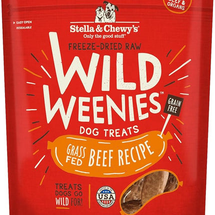 Stella & Chewy's Freeze-Dried Raw Wild Weenies Dog Treats - High-Protein Training Treats for Dogs & Puppies - All-Natural Grass-Fed Beef Recipe with 97% Meat & Organs - USA Made - 3.25 oz Bag