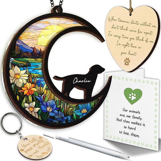6'' DIY Labrador Memorial Suncatcher, Loss of Dog Sympathy Gift, Bereavement Gifts Dogs Passed Away, Labrador Remembrance Gift for Dog Lovers, Black Lab Memorial Gifts for Women 74-SS1