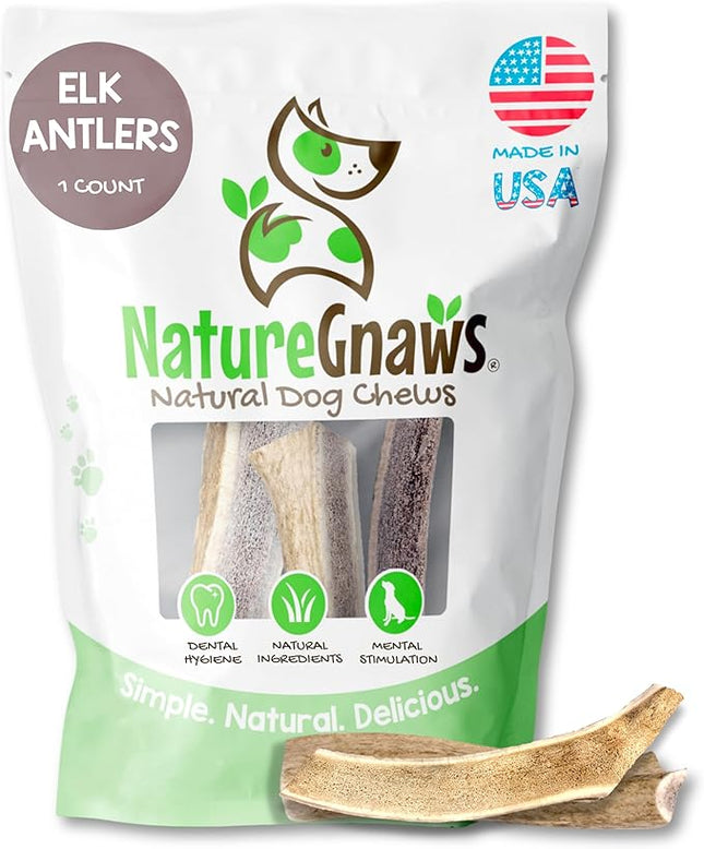 Nature Gnaws USA Elk Antlers for Dogs 5-8" (1 Count) - Long Lasting for Aggressive Chewers and Large Breeds - Natural Dog Chew Bones