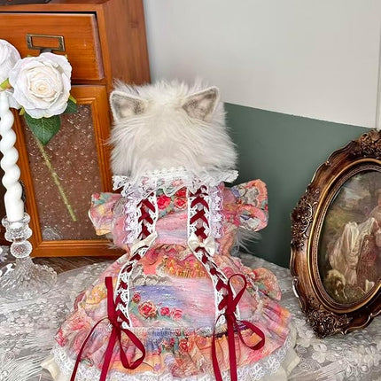 Fashion Sweet Puppy Dog Lace Princess Dress for EXTRAL Small and Small Dog B-Pink X-Small