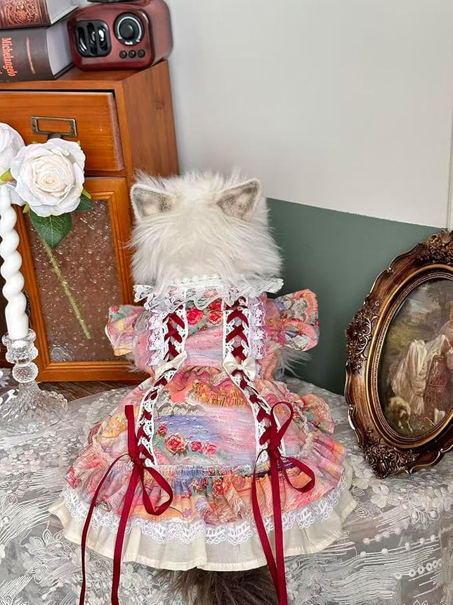 Fashion Sweet Puppy Dog Lace Princess Dress for EXTRAL Small and Small Dog B-Pink X-Large