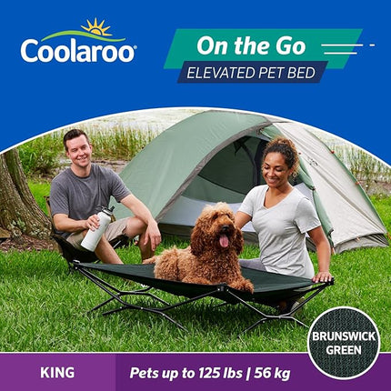 Coolaroo On-The-Go Elevated Dog Bed - Foldable Pop-Up Travel Dog Bed with Breathable, Moisture-Resistant Fabric, Carry Bag Included, Lightweight & Portable, Brunswick Green, Extra Large