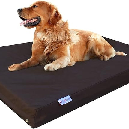 Dogbed4less XL Orthopedic Gel Cooling Memory Foam Dog Bed for Large Pet, Waterproof Liner and 1680 Nylon Brown External Cover, 47X29X4 Inches (Fit 48X30 Crate)