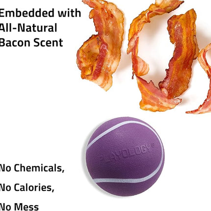 Playology Dog Toys | Squeaky Chew Ball - Bouncy Durable Floating Fetch Ball for Dogs, Value 2-Pack | Medium Bacon Scented Toy - Easy to Clean and Made from Non Toxic Materials