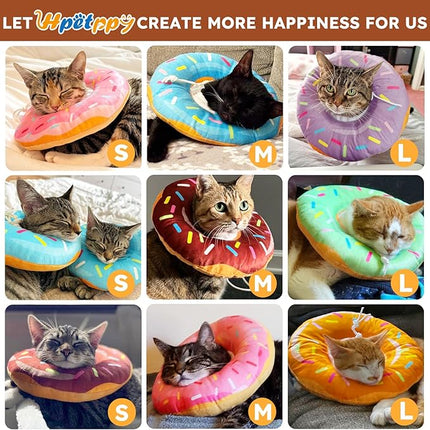 Cat Cone Collar Soft, Cat Recovery Collar for Wound Healing Cute Donut Adjustable Kittens Cones to Stop Licking Comfortable Lightweight Neck Elizabethan Collars for Cats Kittens After Surgery