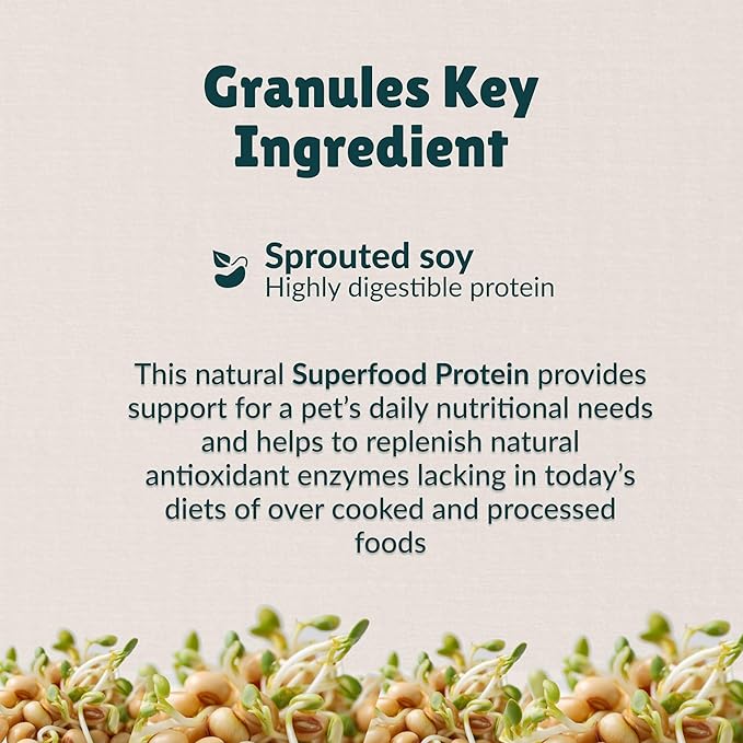 Nzymes® Sprouted Granules 1LBS for Dogs, Cats, and Companion Pets. Raw Super-Food Protein and Antioxidant Nutrition. Cost Effective Food Supplement Dog Health Supplies. 110 Servings USA