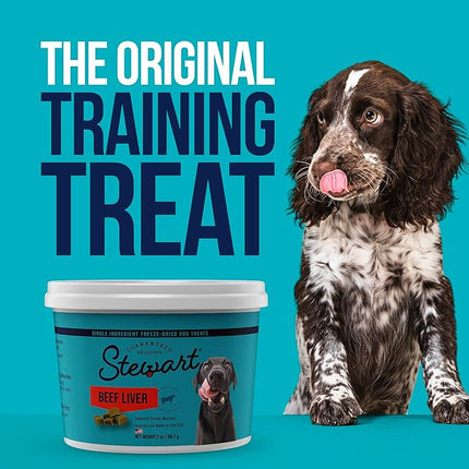 Stewart Beef Liver Dog Treats, 4 oz, ~90 Pieces, Freeze Dried Raw, Single Ingredient, 50% Protein Training Treats or Meal Topper in a Resealable Pouch, Grain Free, Gluten Free
