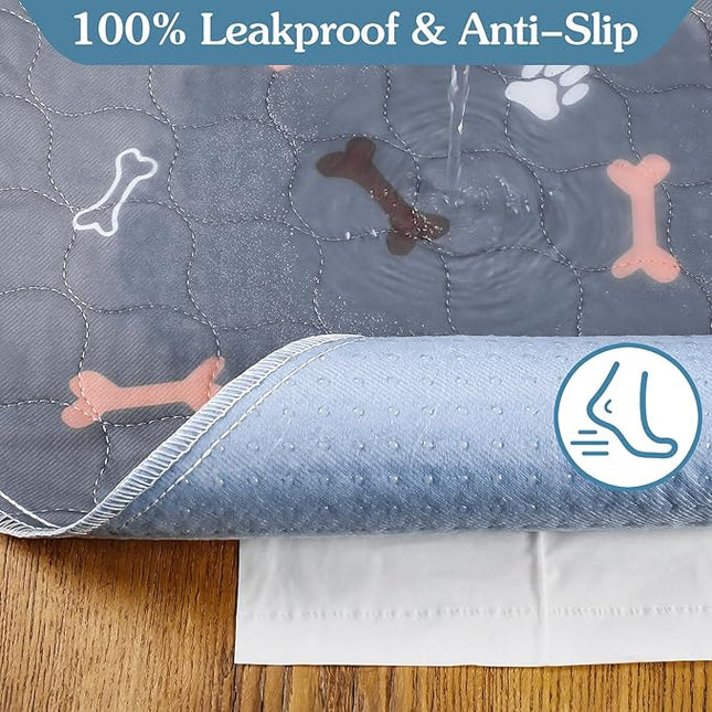 Washable Pee Pads for Dogs，2Pack 31x36 Reusable Puppy Pads with Bone Print, Absorbent Whelping Pads Non-Slip Dog Playpen Mats for Floor Protector, Couch Cover, Crate, Potty Training