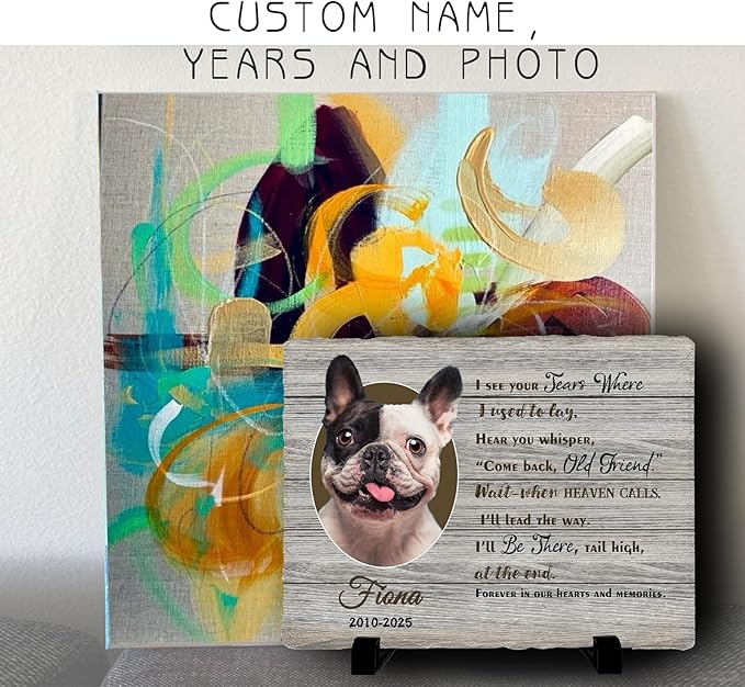 Personalized Pet Memorial Stone, Custom Dog Memorial Gifts for Loss of Dog with Photo Name Date, Dog Remembrance Gift, Loss of Dog Sympathy Gift for Dog Cat Lovers (Quote 17)