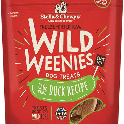 Stella & Chewy's Freeze-Dried Raw Wild Weenies Dog Treats - High-Protein Training Treats for Dogs & Puppies - All-Natural Cage-Free Duck Recipe with 97% Poultry & Organs - USA Made - 3.25 oz Bag