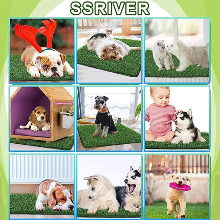 Artificial Grass for Dogs Pee Tray Fake Grass Mat for Professional Puppy Potty Trainer Replacement Dog Grass Pad for Indoor and Outdoor (25.6x19.6 Inch(Pack of 2))