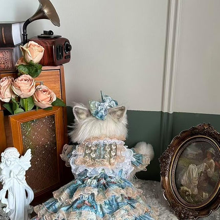 Fashion Sweet Puppy Dog Lace Princess Tailored Dress for Mini and Petite Dog A-Blue Small